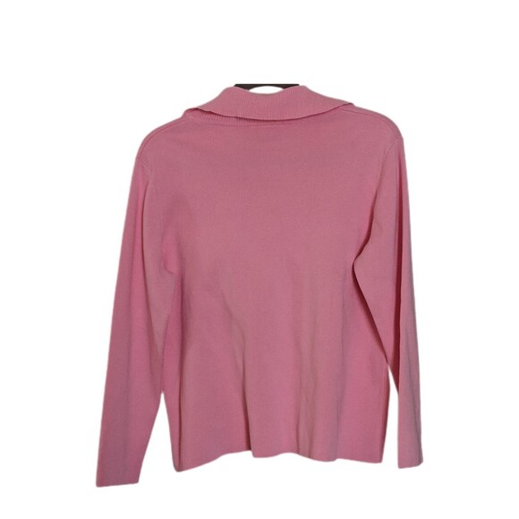 Talbots Pink Long Sleeve Cotton Blend Pullover Polo Sweater Women's Spring read - Picture 3 of 4